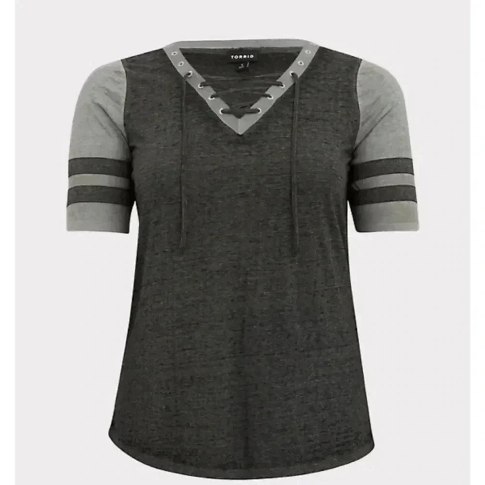 Torrid Lace Up Baseball Style Tee Shirt 00‎